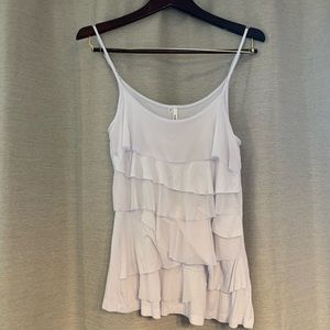 Studio Y Women’s White Ruffle Tank Top / Blouse